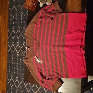Brown and pink striped sweater top